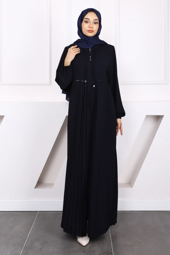 Lacivert Kol Lastikli Piliseli Ferace