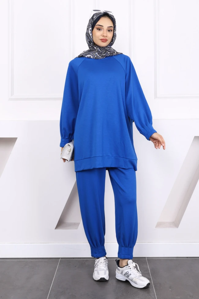 Saks Mavi Kol Ve Paça Nervürlü Oys Takım