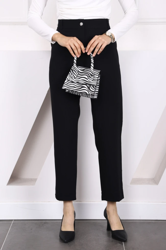 Siyah Büyük Beden Kumaş Pantolon