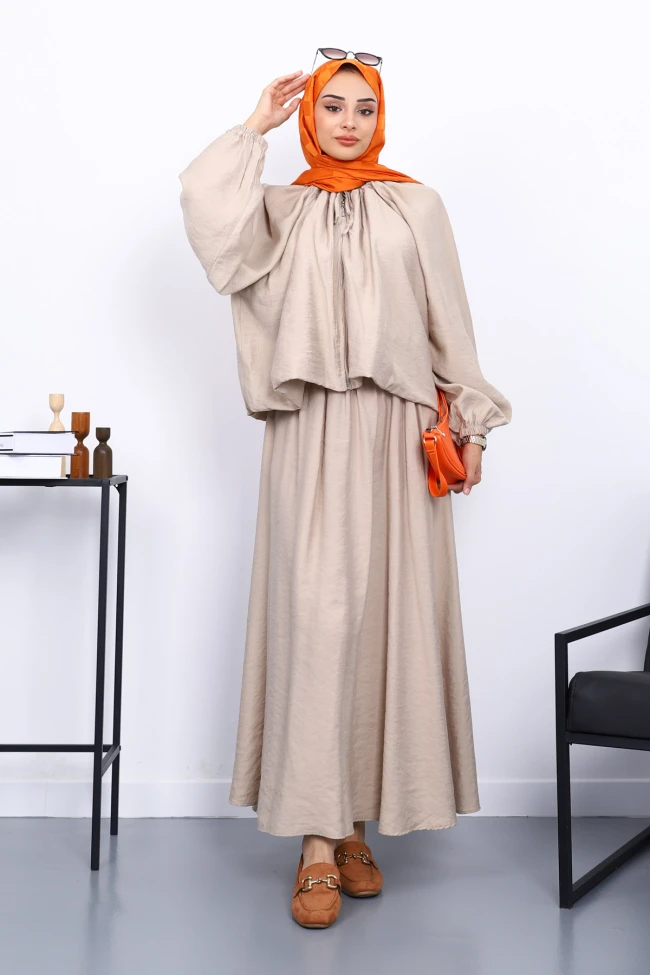 Taş Ceket Etekli Modal Takım