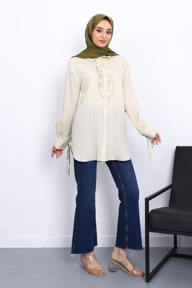 Taş Kol Bağlamalı Gömlek