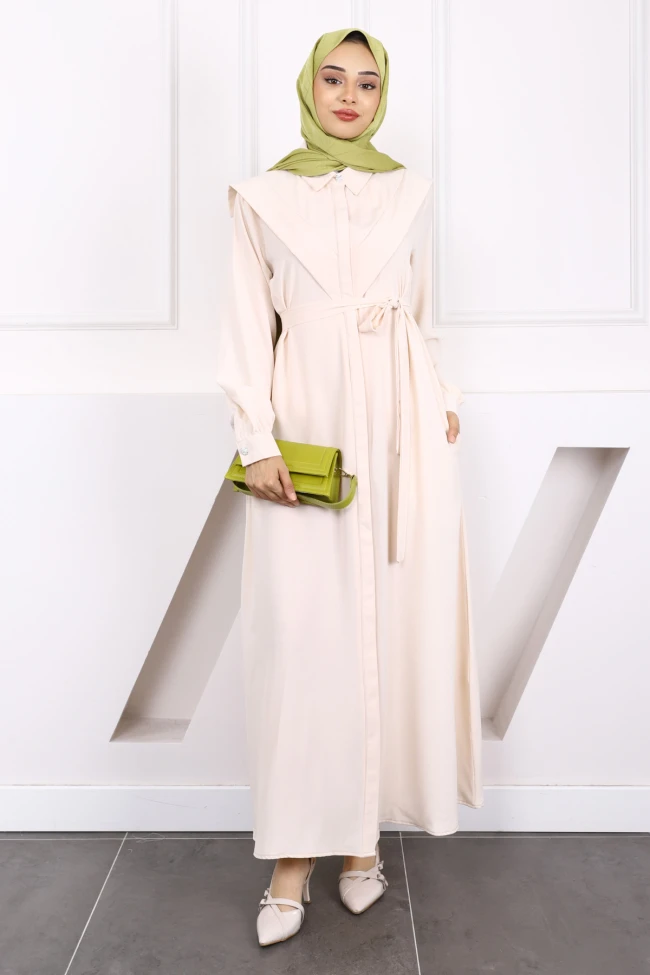 Taş Önü Düğmeli Cepli Elbise