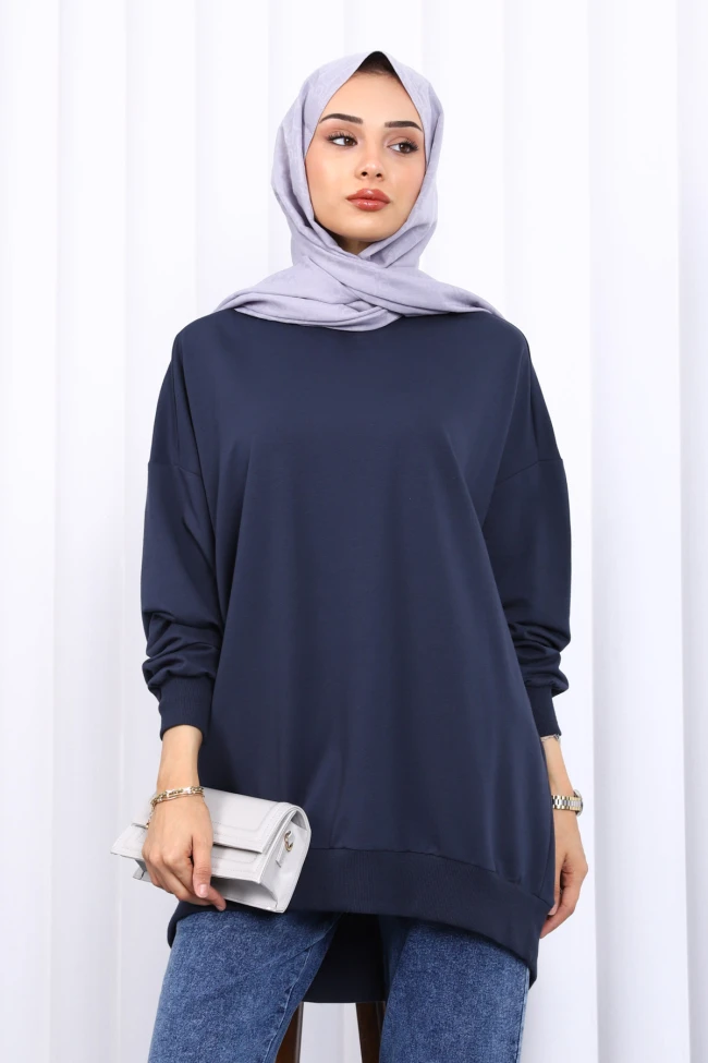 Antrasit Önü Kısa Arkası Uzun Oversize Sweatshirt