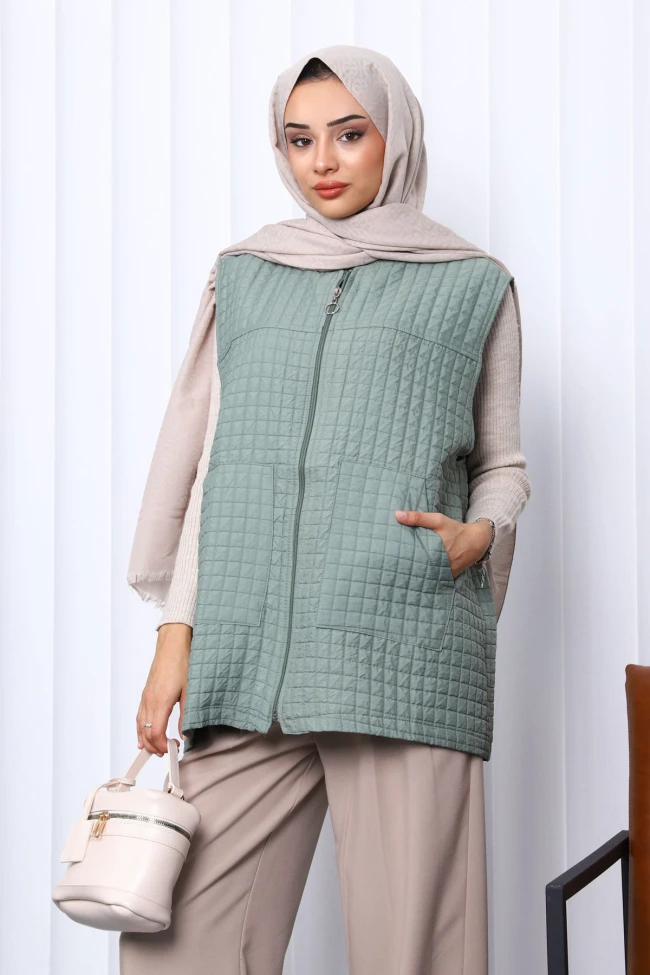 Çağla Kapitone Astarlı Yelek