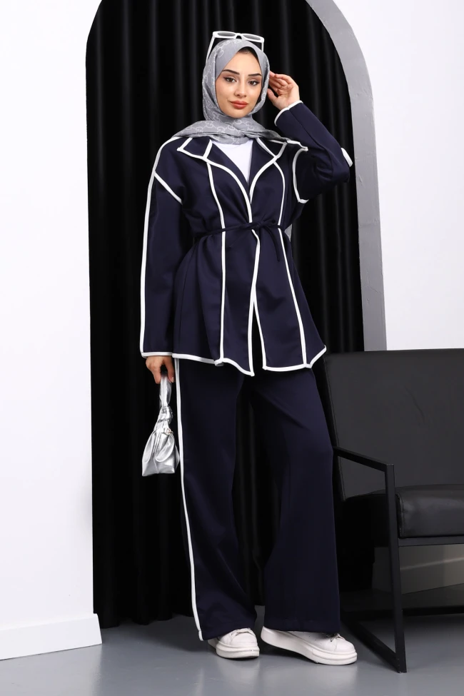 Lacivert Biyeli Modal Ceket Pantolonlu Takım