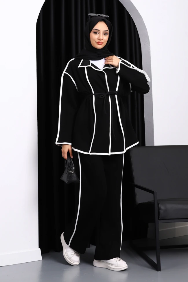 Siyah Biyeli Modal Ceket Pantolonlu Takım