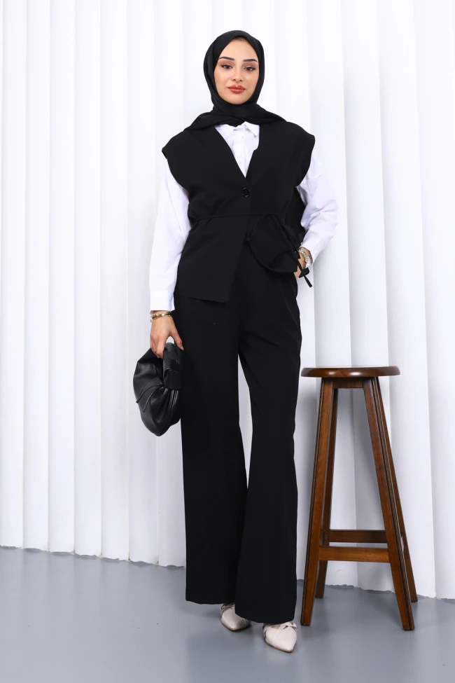 Siyah Yelek Pantolon İkili Takım