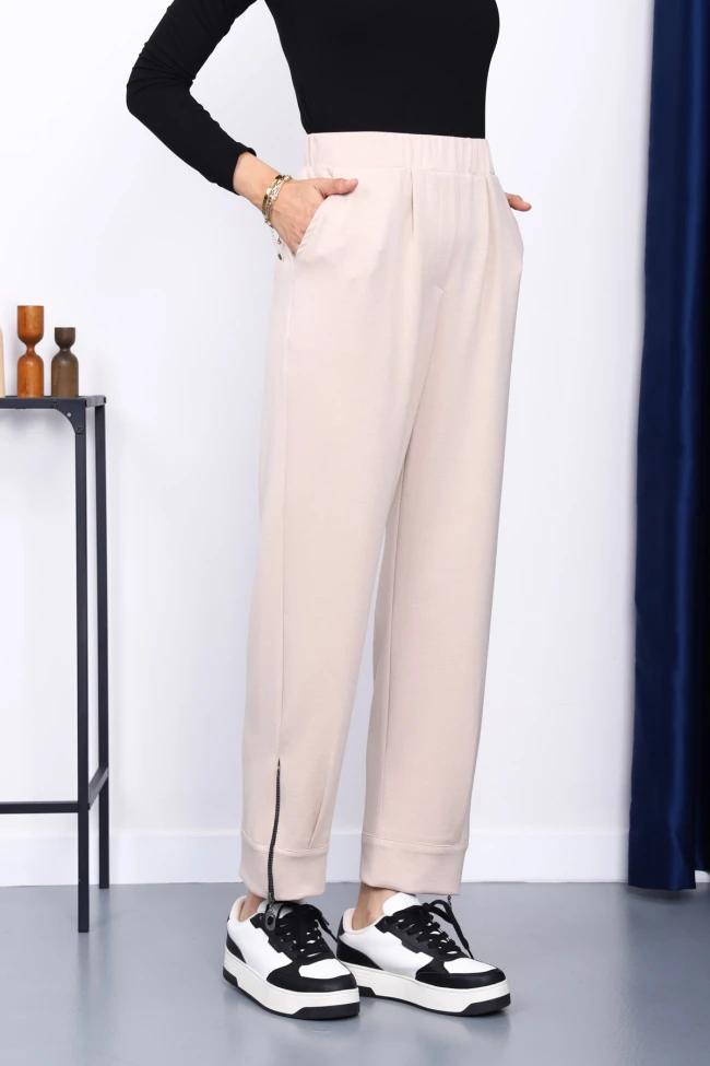 Taş Paça Fermuarlı Cepli Modal Pantolon