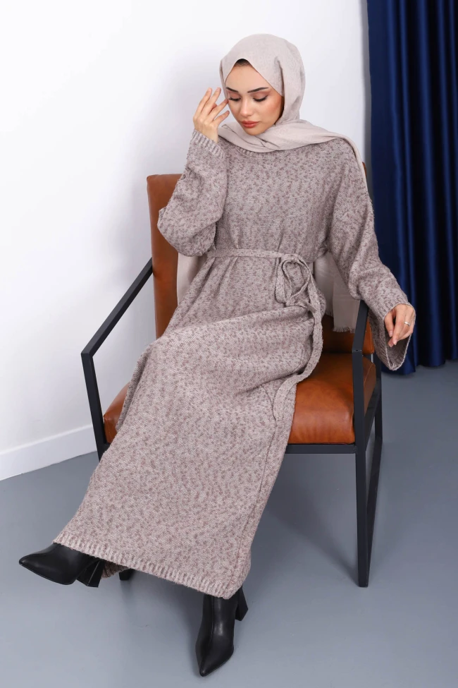 Vizon Bisiklet Yaka Triko Elbise