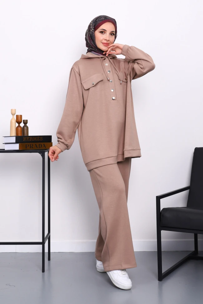 Vizon Çıtçıt Detaylı Tunik Pantolonlu Takım