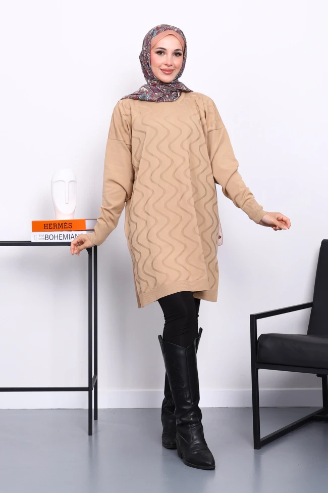 Bisküvi Soğuk İplik Merserize Triko Tunik