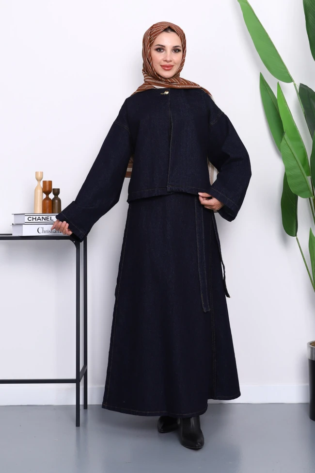 Lacivert Ceket Etekli Kot Takım