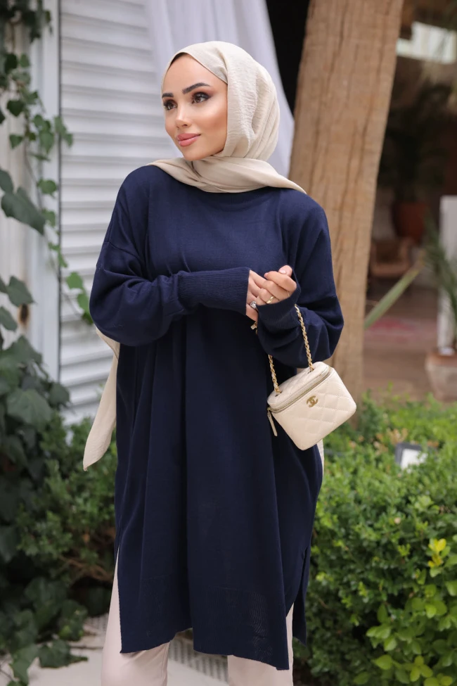 Lacivert Soğuk İplik Merserize Triko Kazak