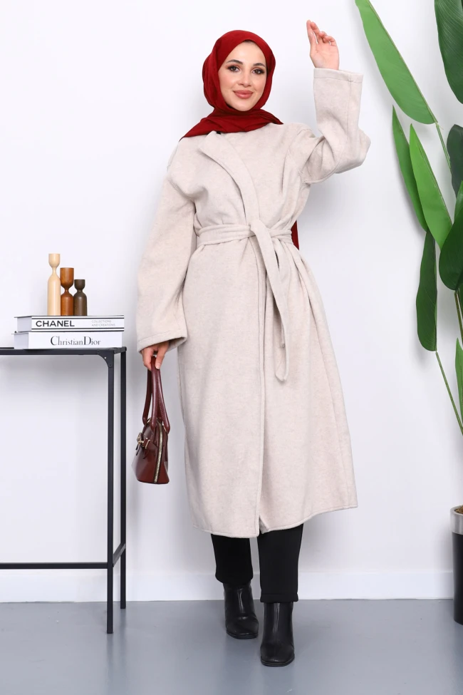 Taş Kuşaklı Kaşe Kaban