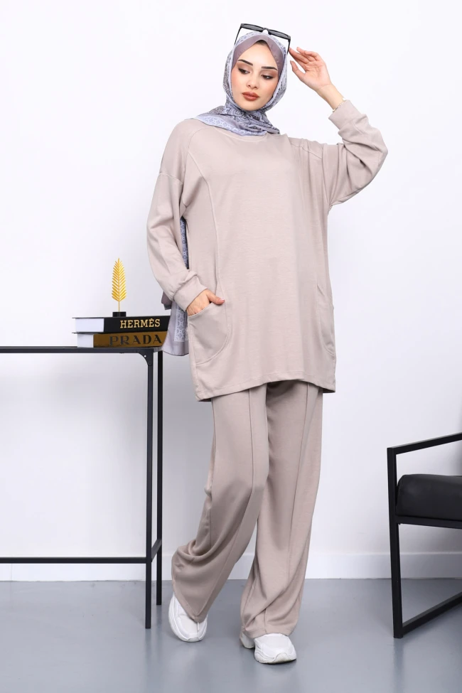 Taş Yan Cepli Omuz Parçalı Alt Çımalı Modal Takım