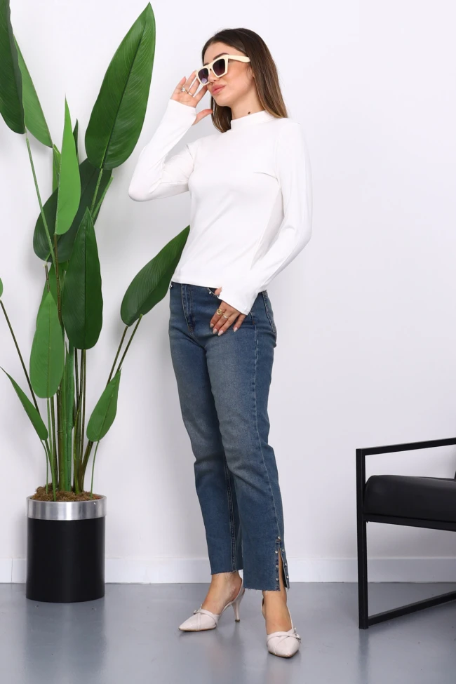 Ekru Parmak Geçme Detaylı Body