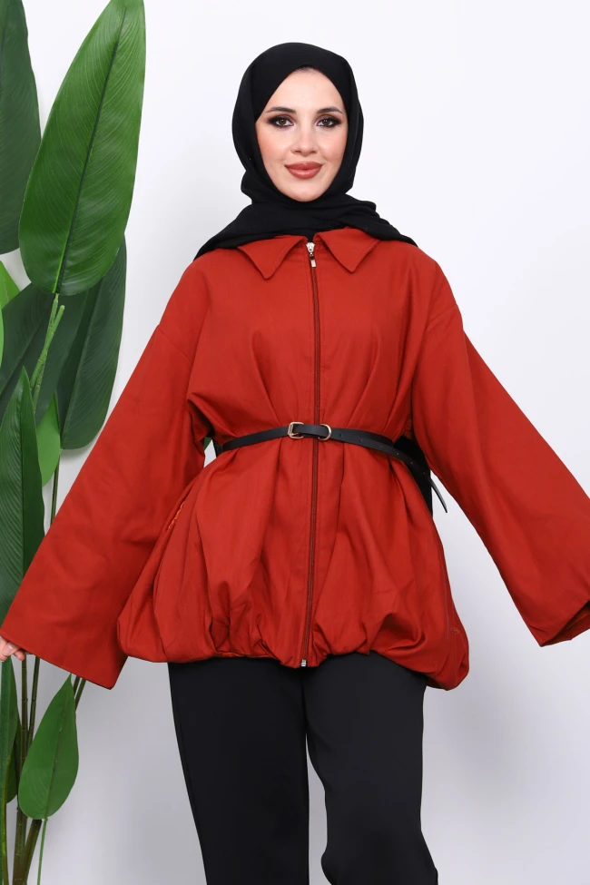 Kiremit Pileli Astarlı Gabardin Ceket