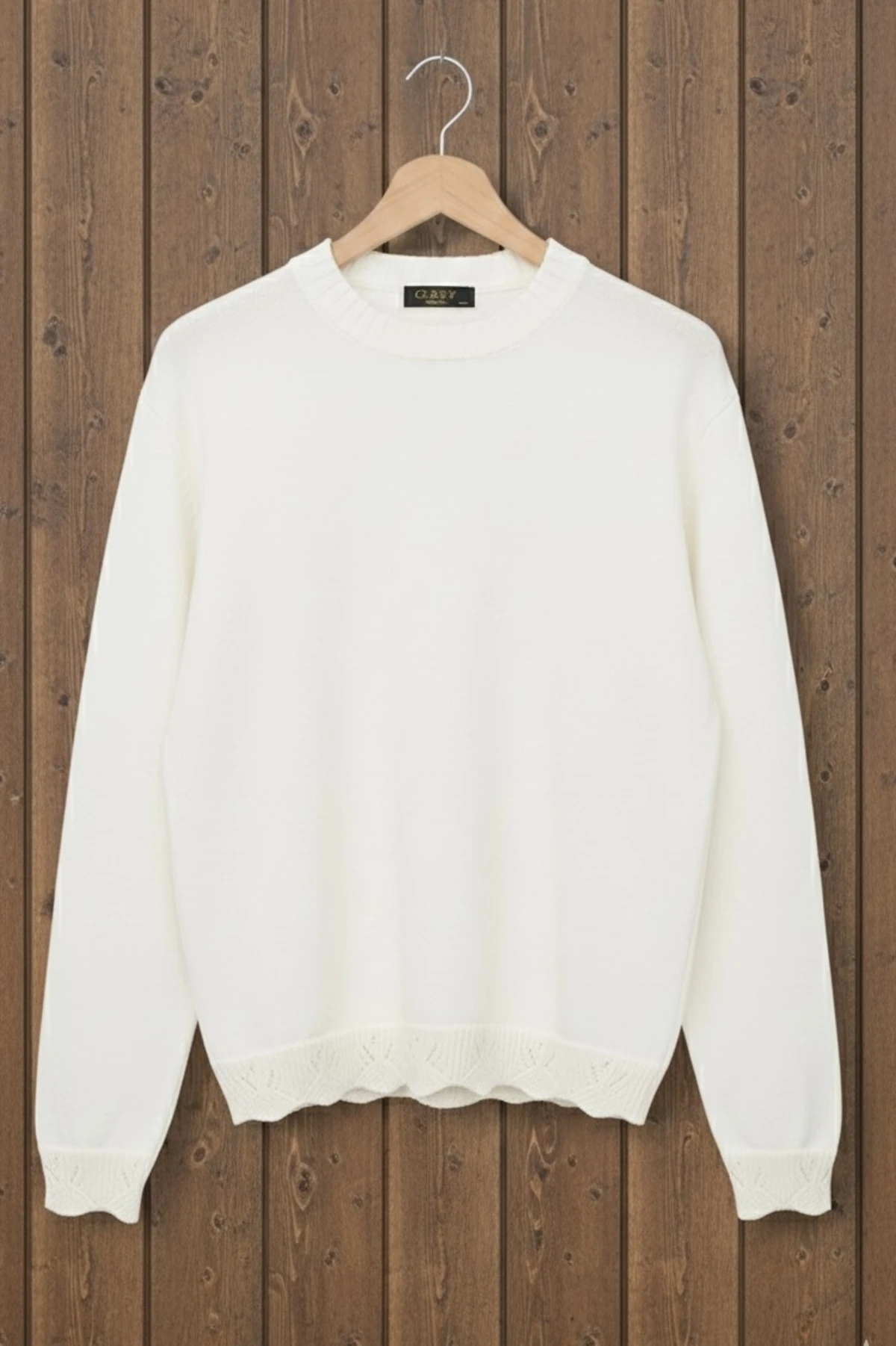 Krem Bisiklet Yaka Triko Kazak