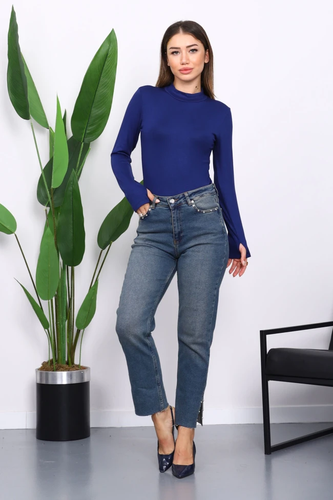 Lacivert Parmak Geçme Detaylı Body