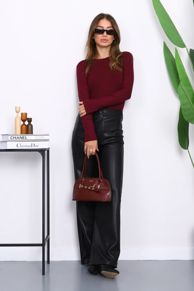 Mürdüm Bisiklet Yaka Modal Bluz