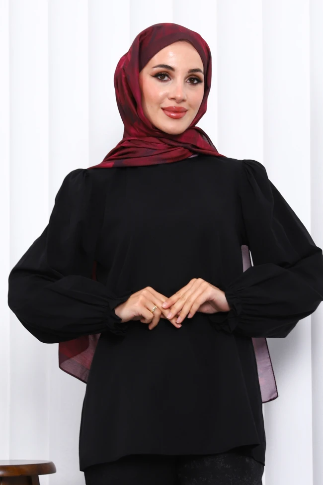 Mürdüm Desenli Soft Dijital Şal