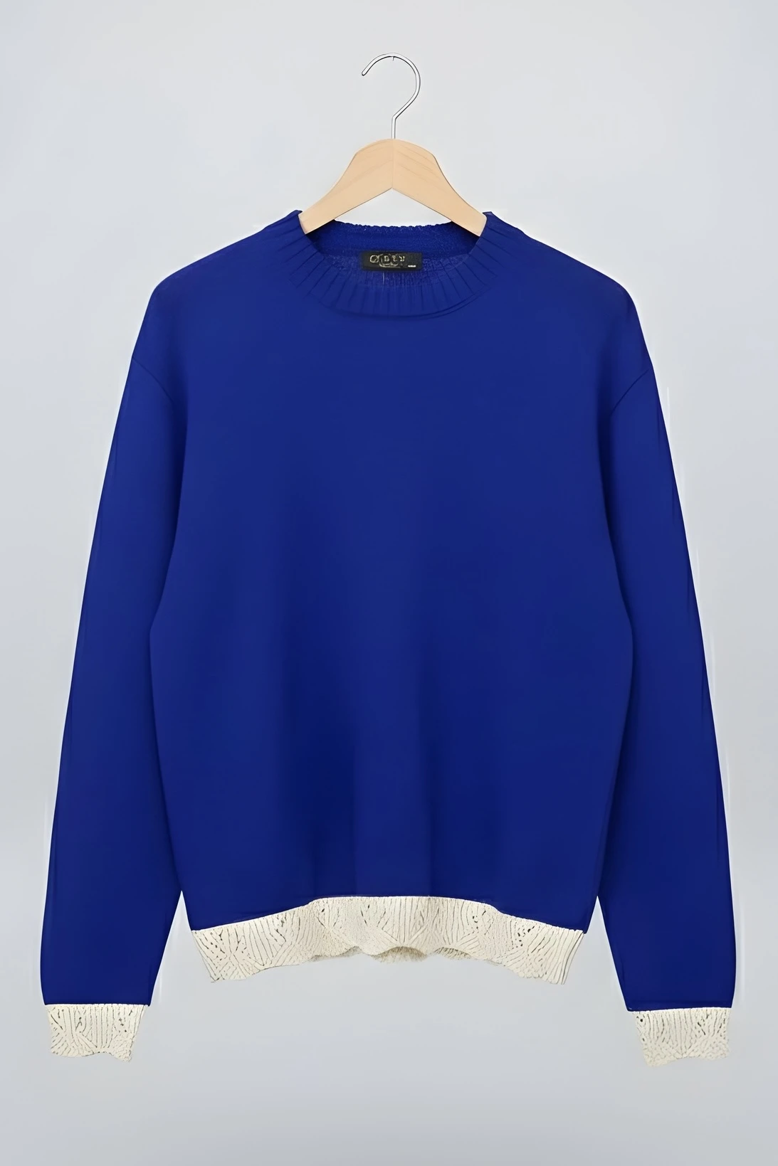 Saks Mavi Bisiklet Yaka Triko Kazak