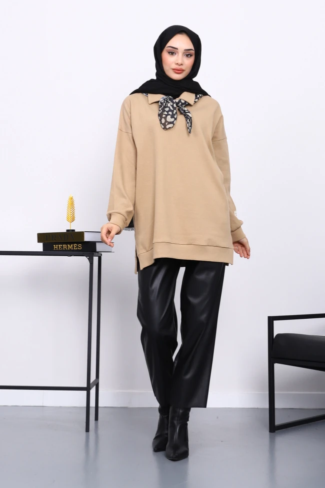 Vizon Gömlek Yaka Fittilli Tunik