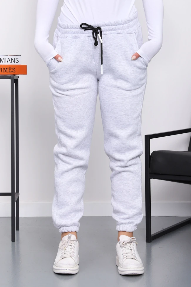 Açık Gri Üç İplik Şardonlu Eşofman Altı