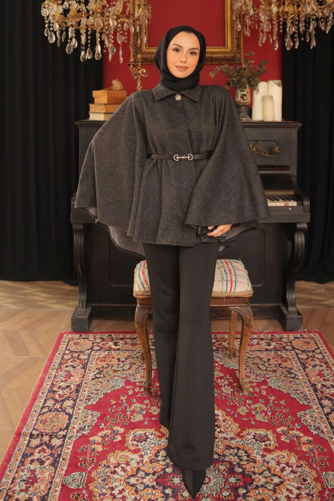 Antrasit Kemerli Kaşe Panço