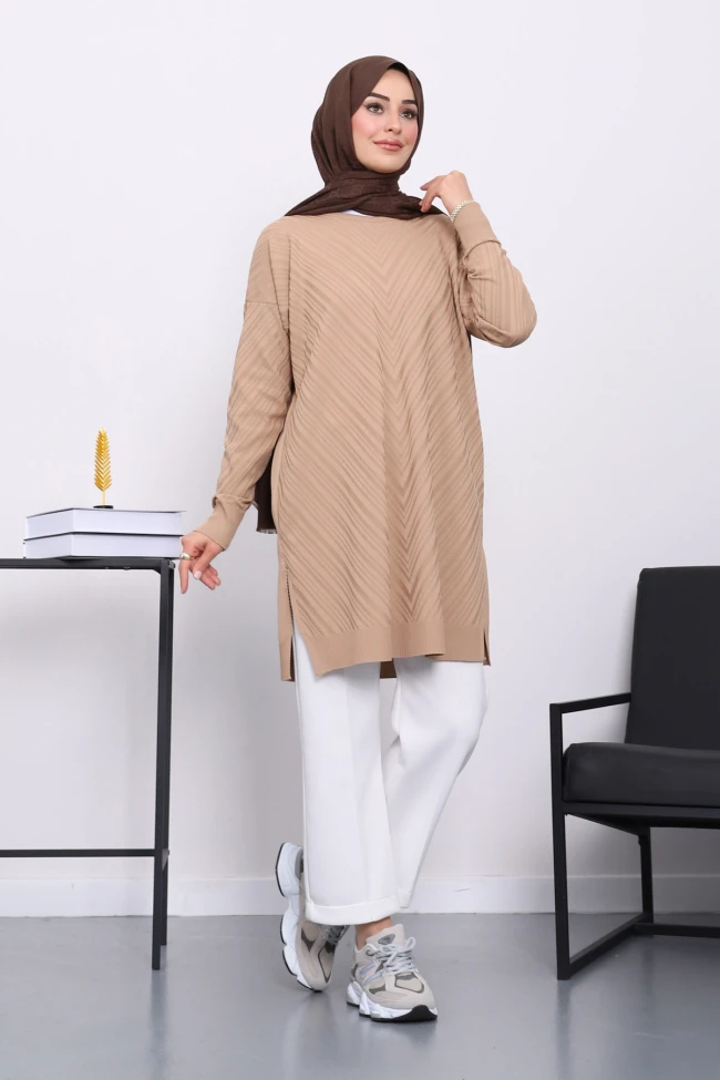 Bisküvi Soğuk İplik Merserize Triko Tunik