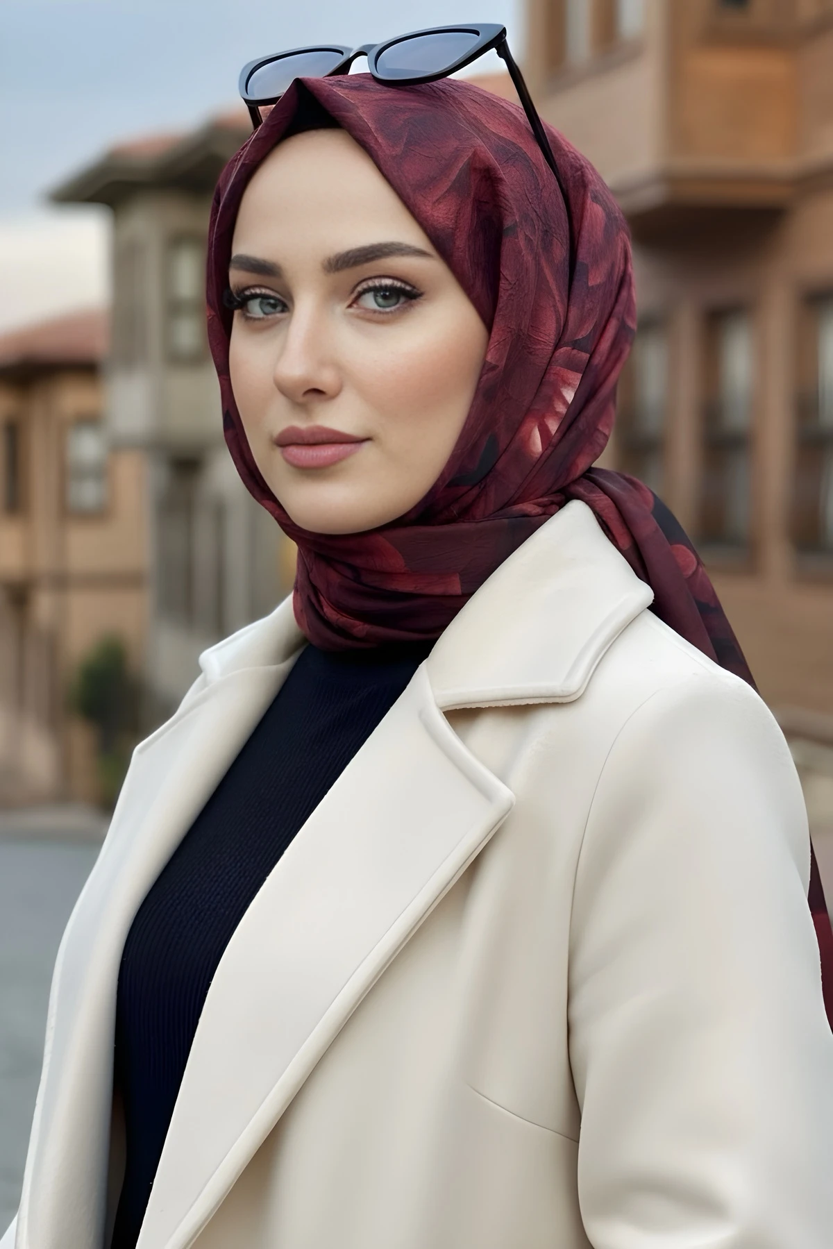 Bordo İpekhan Desenli Kraş Şal