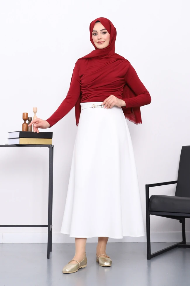 Bordo Önü Drapeli Sandy Bluz