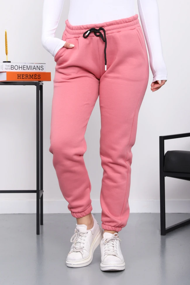 Gül Kurusu Üç İplik Şardonlu Eşofman Altı