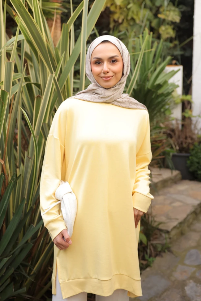 Sarı Bisiklet Yaka Modal Tunik