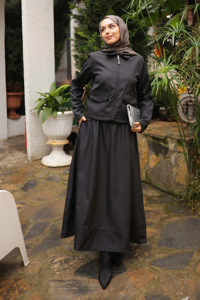 Siyah Etekli Ceket Bondit Takım