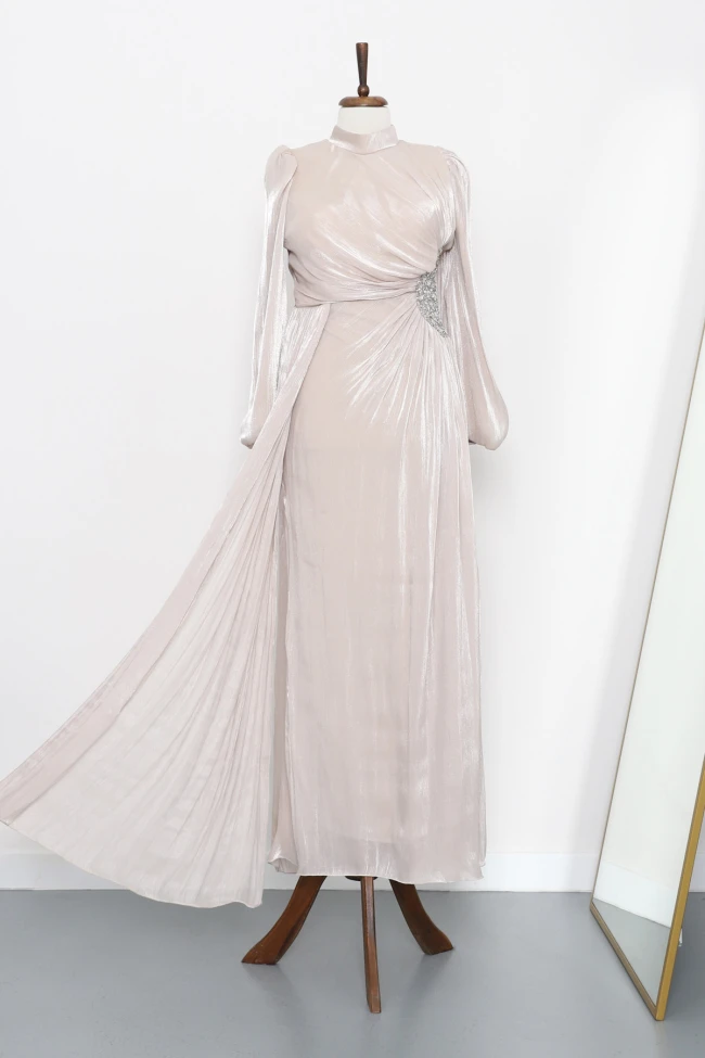 Taş Kolu Lastikli Taş Detaylı Abiye