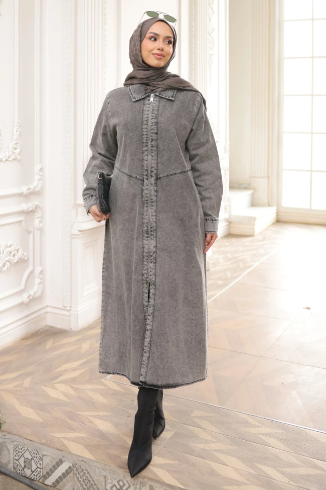 Füme Cepli Fermuarlı Kot Kap