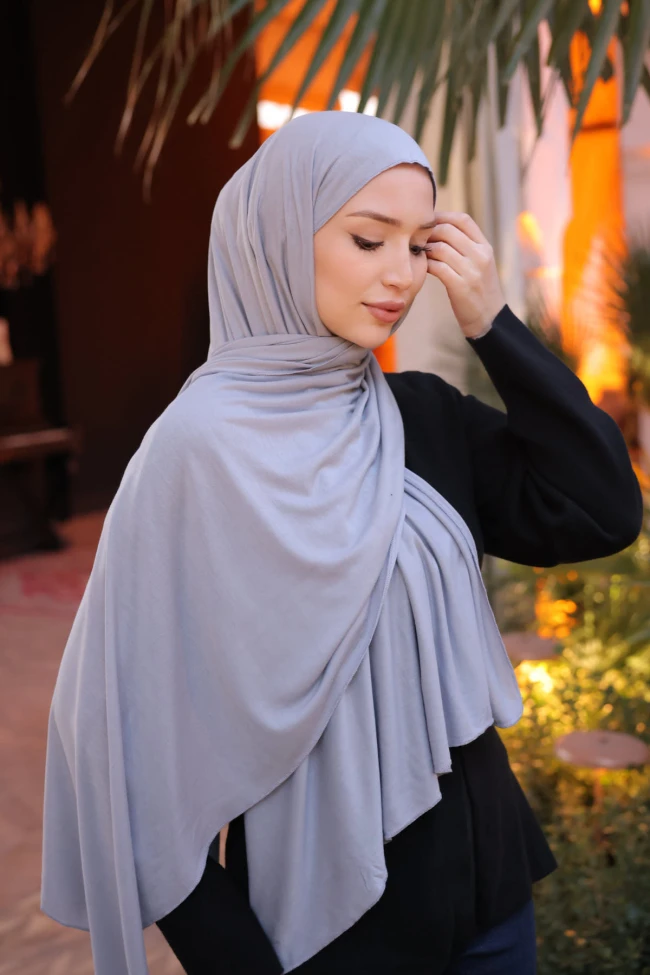 Gri Cazz Scarf Penye Şal
