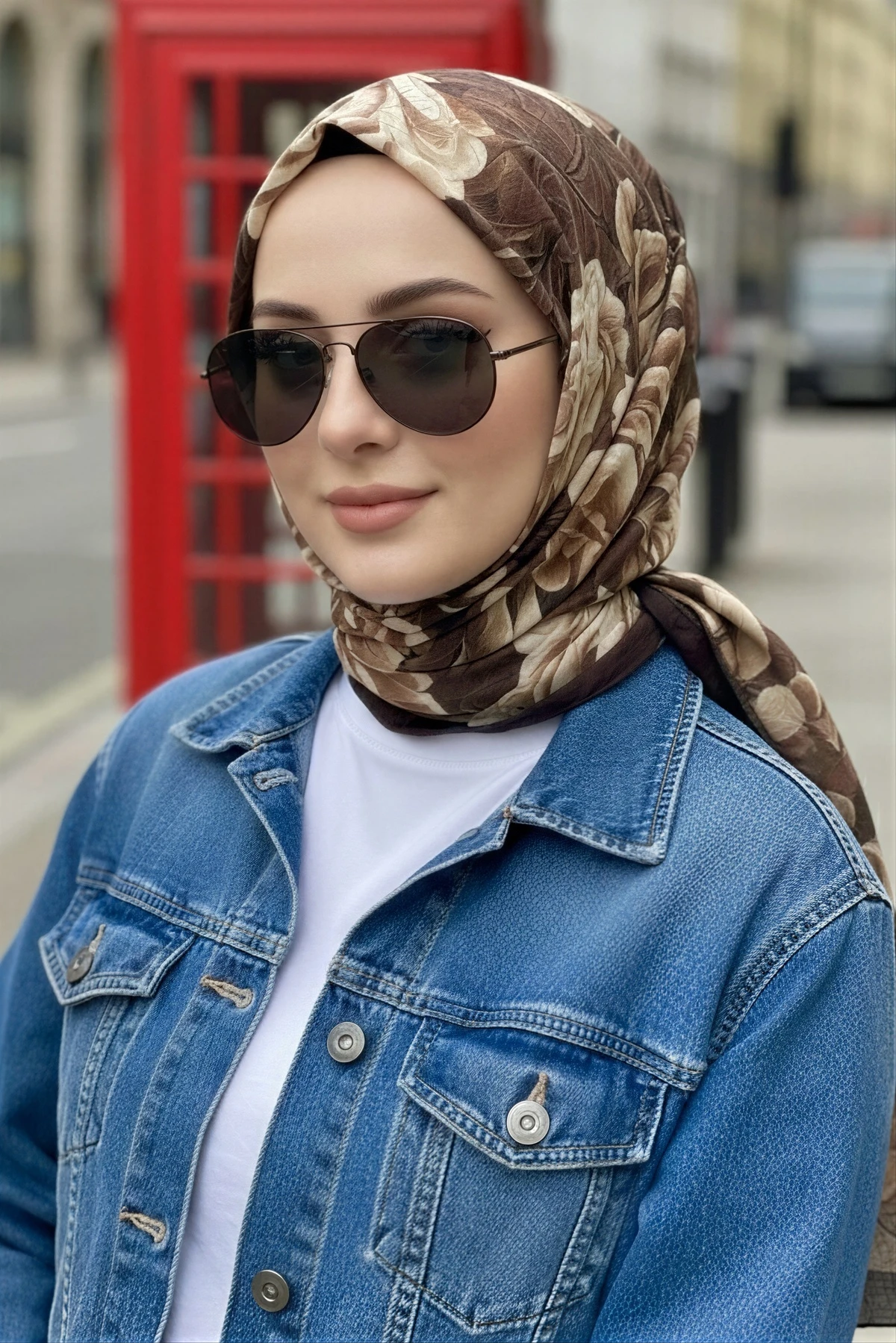 Kahverengi İpekhan Desenli Kraş Şal