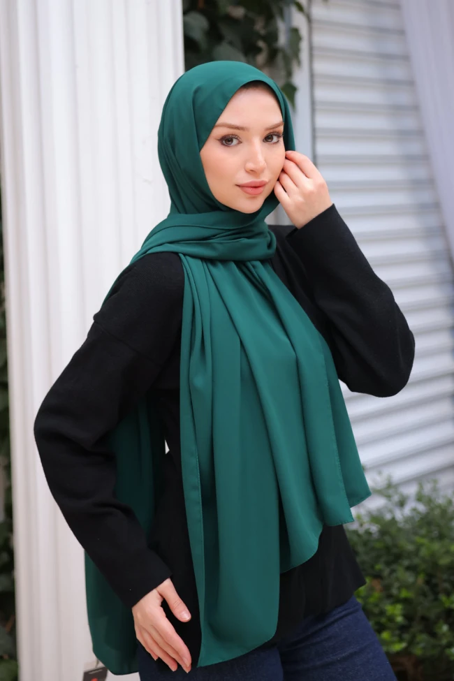 Zümrüt Yeşili Five Medine İpeği Şal