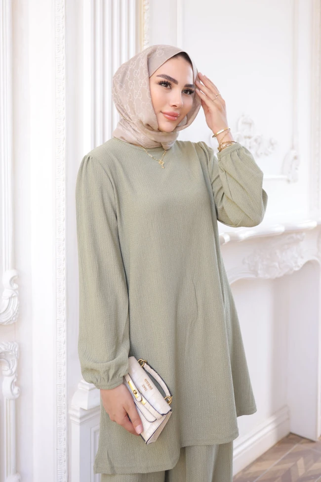 Çağla Bürümcük Tunik Pantolonlu Takım