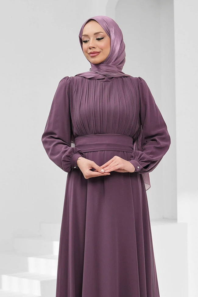 Gül Kurusu Büyük Beden Ön Piliseli Abiye