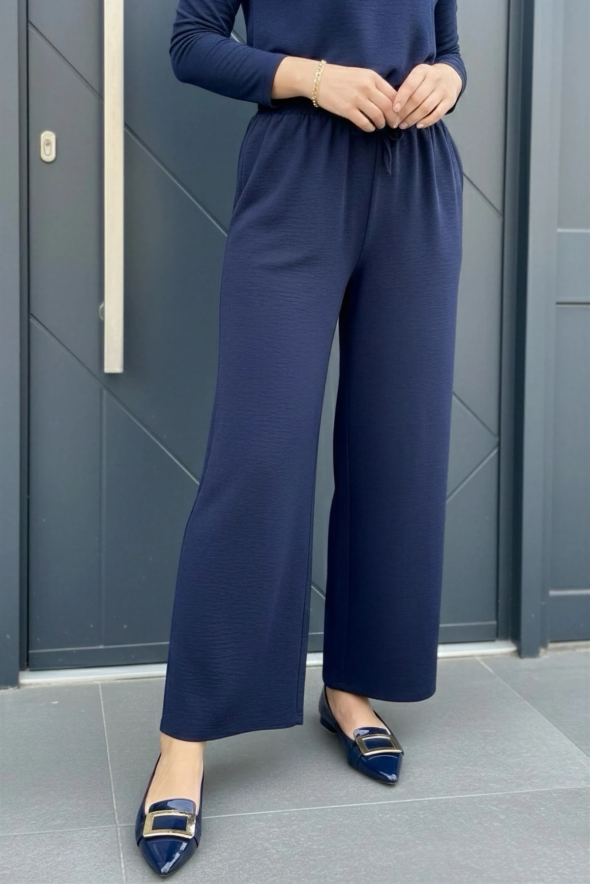 Lacivert Bol Paça Ayrobin Pantolon
