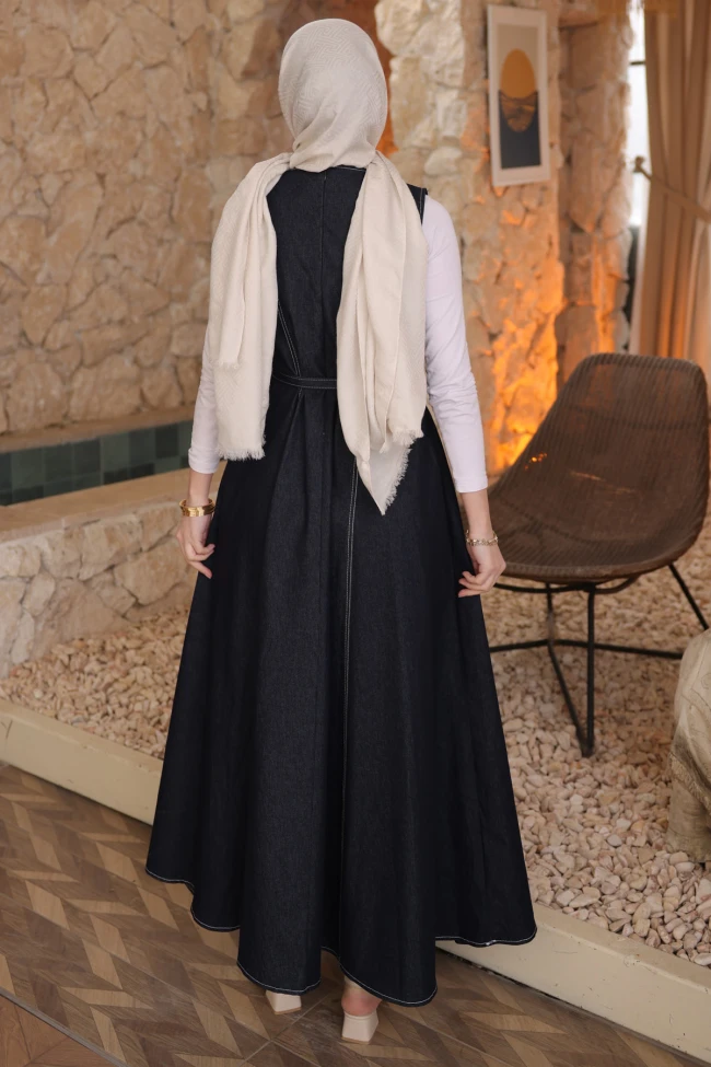 Lacivert Kemerli Cepli Kot Jile