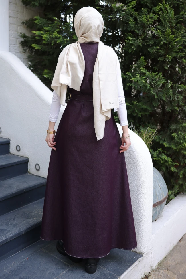 Mürdüm Düğmeli Cepli Kot Jile