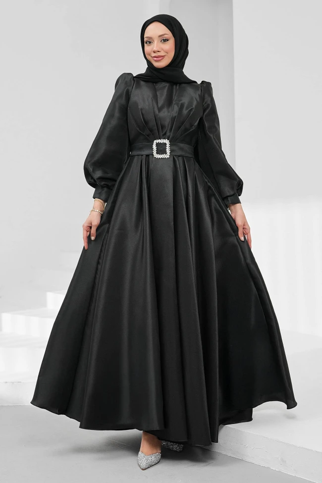 Siyah Balon Kol Drapeli Abiye