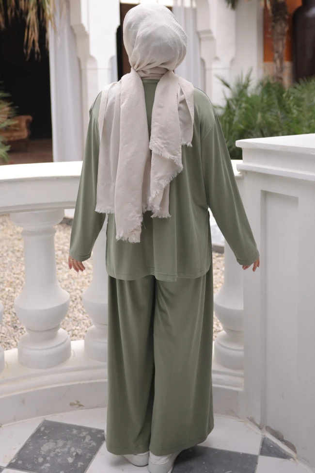 Haki Sweat Pantolonlu Modal Takım