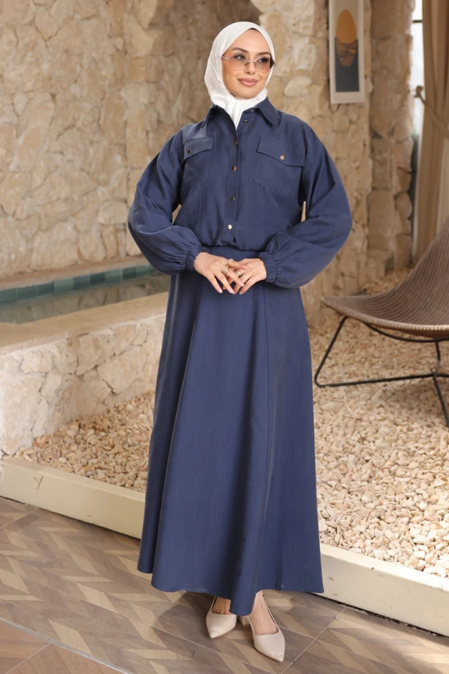 Lacivert Ceket Etekli Takım