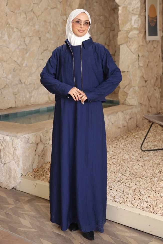 Lacivert Ceket Kombinli Elbise