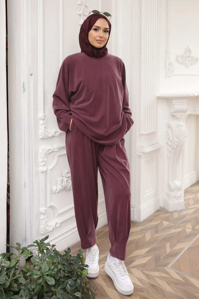 Mürdüm Tunik Pantolonlu Takım